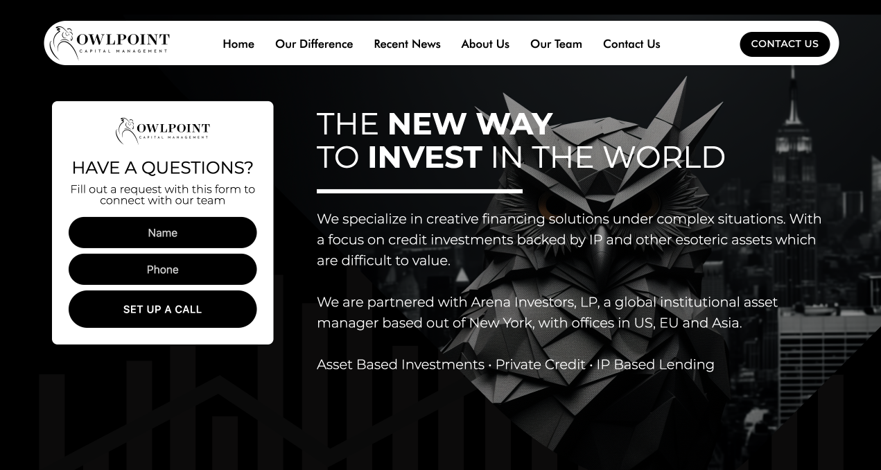 United Of Web Portfolio projet name Owl Point Capital