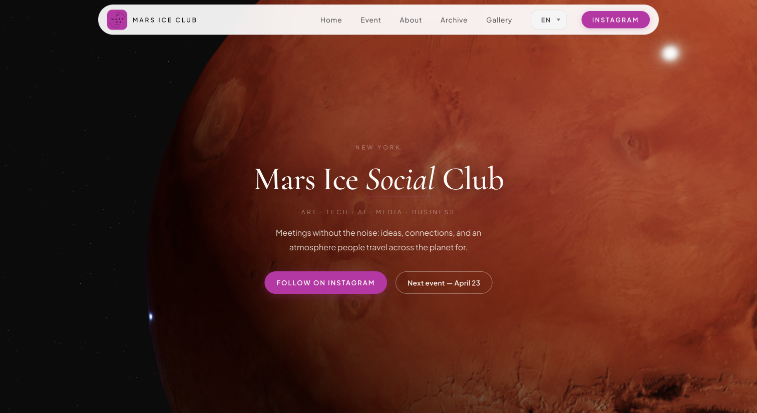 United Of Web Portfolio projet name Mars Ice Club