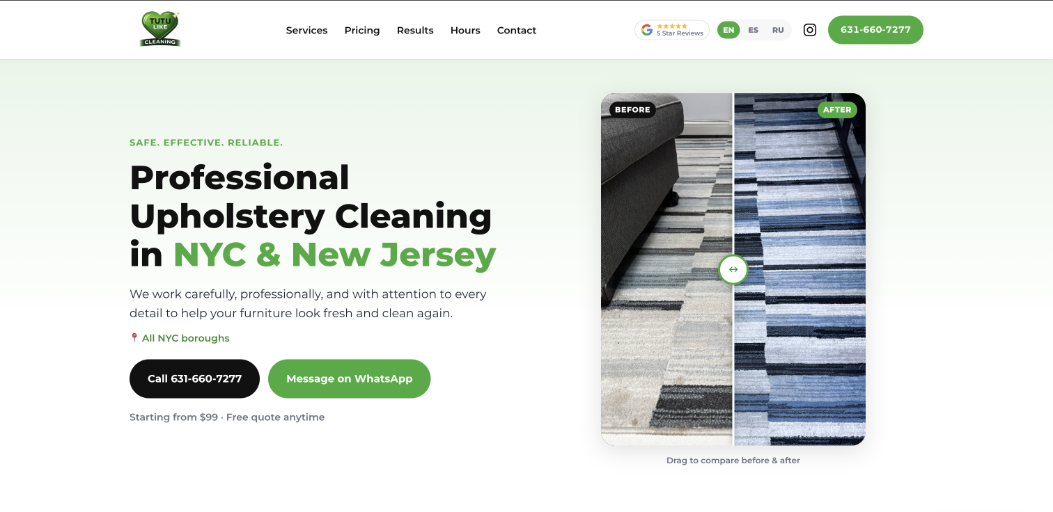 United Of Web Portfolio projet name Tutu Like Cleaning